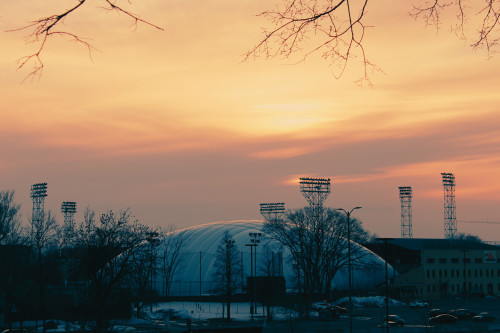 stade, stadium, baseball, baseball team, sunset, coucher de soleil, Quebec