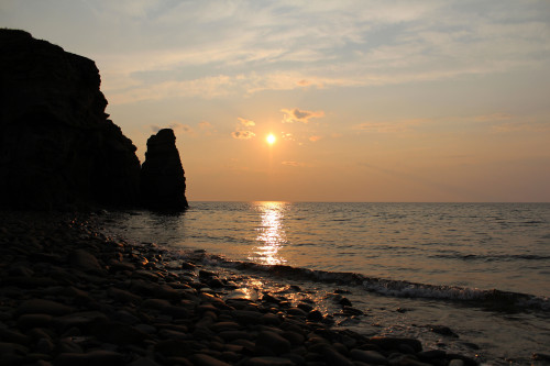 Canon Canon EOS REBEL T4i,coucher de soileil, sunset, mer, sea, océan, Nouveau-Brunswick, New-Brunswick, Rocher, plage, beach, Canada